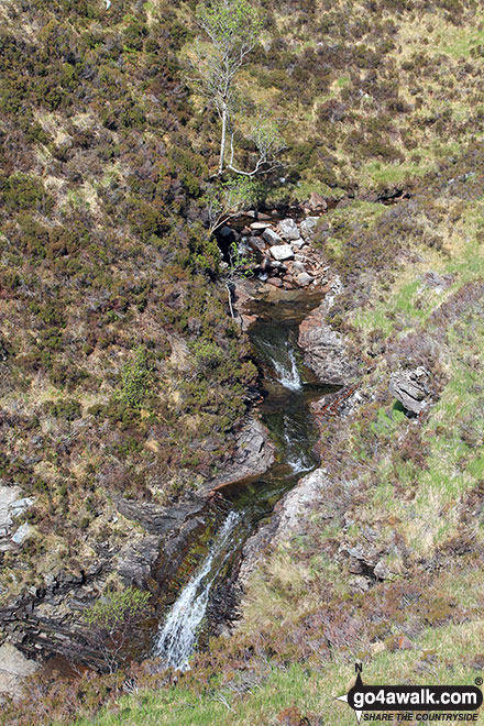 Looking down to Waterfalls on the lower slopes of Ben Hope 