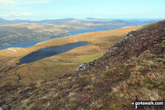 Walk h129 Ben Hope from Muiseal, Strath More - Loch Hope and the smaller Dubh-loch na Beinne from the lower slopes of Ben Hope