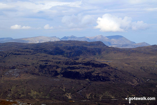 Walk h129 Ben Hope from Muiseal, Strath More - Foinaven (Ganu Mor), Cranstackie, Beinn Spionnaidh and Meall nan Cra from Carn a' Ghallaich, Ben Hope