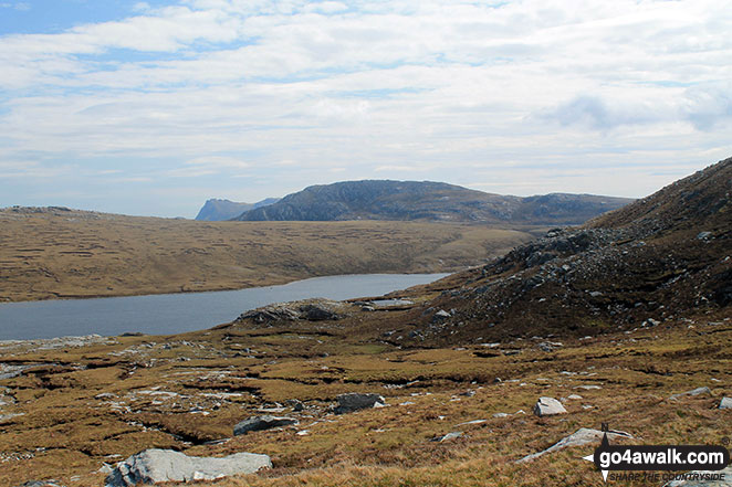 Meallan Liath (Assynt) (centre) with the shoulder of An Caisteal (Ben Loyal) (behind left) and Loch Na Seilg in the foreground from Carn a' Ghallaich, Ben Hope