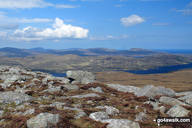 Walk h129 Ben Hope from Muiseal, Strath More - Looking north east from the upper slopes of Carn a' Ghallaich, Ben Hope