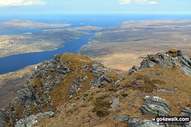 Walk h129 Ben Hope from Muiseal, Strath More - Loch Eriboll, Loch Hope & the Atlantic Ocean from the north ridge of Ben Hope