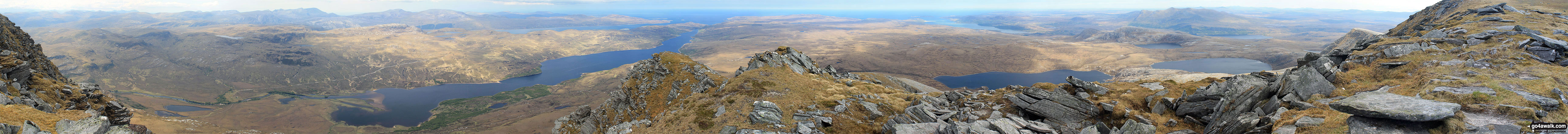 Walk h129 Ben Hope from Muiseal, Strath More - Panorama from the top of Ben Hope