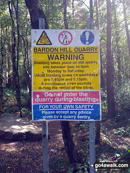 Yellow warniing sign at the bottom of Bardon Hill 