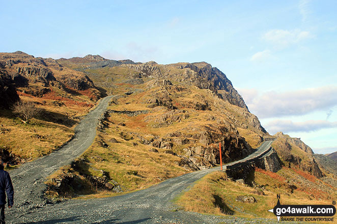 Walk c442 Great Gable and Green Gable from Honister Hause - Honister Crag (Black Star) and Bell Crag (right) from Honister Hause