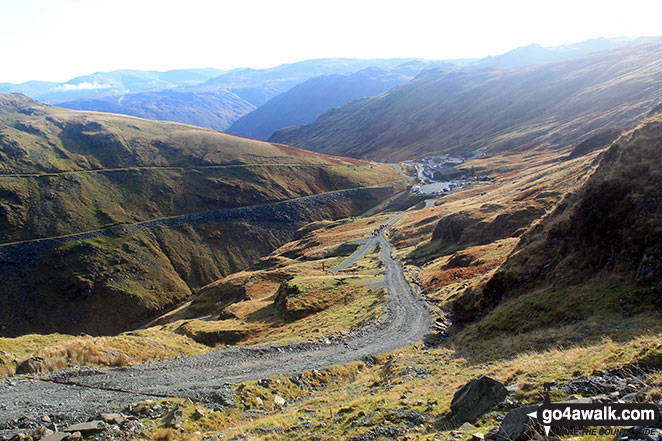 Walk c417 Base Brown, Great Gable and Kirk Fell from Honister Hause - Honister Hause from Bell Crags