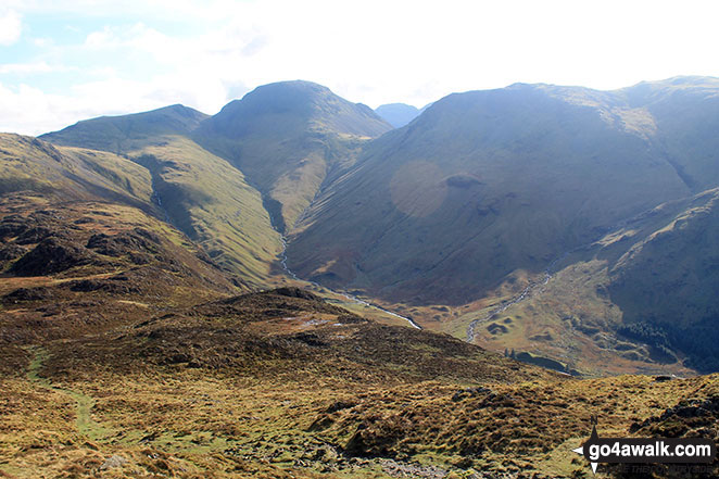 Green Gable (left) Great Gable (centre left), Scafell Pike (centre distance) and Kirk Fell (centre right) from Hay Stacks (Haystacks)