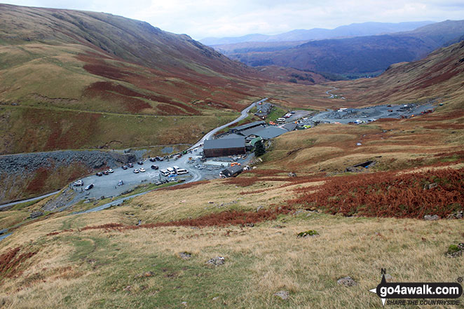 Walk c442 Great Gable and Green Gable from Honister Hause - Honister Hause from the lower slopes of Grey Knotts