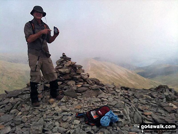 Walk c124 Helvellyn Ridge from Thirlmere - Darryl at the top of Helvellyn