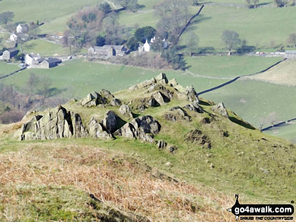 Walk c449 Sour Howes and Sallows from Kentmere - Backstone Barrow with Troutbeck beyond from the lower slopes of Sour Howes