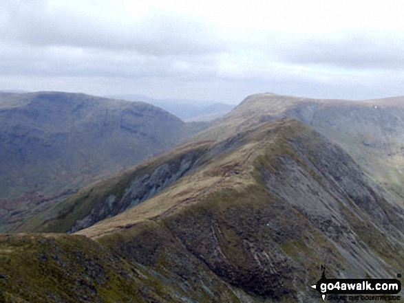 Walk c153 Thornthwaite Crag from Troutbeck - Froswick (foreground - centre right)) with Stony Cove Pike (Caudale Moor) (left), the Threshthwaite Mouth saddle and Thornthwaite Crag (centre back) from the summit of Yoke