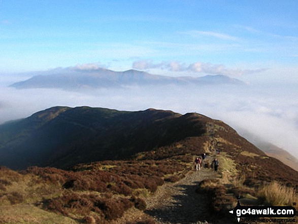 Walk c209 Hopegill Head from Hopebeck - The Sleet How Ridge with Skiddaw beyond from Grisedale Pike