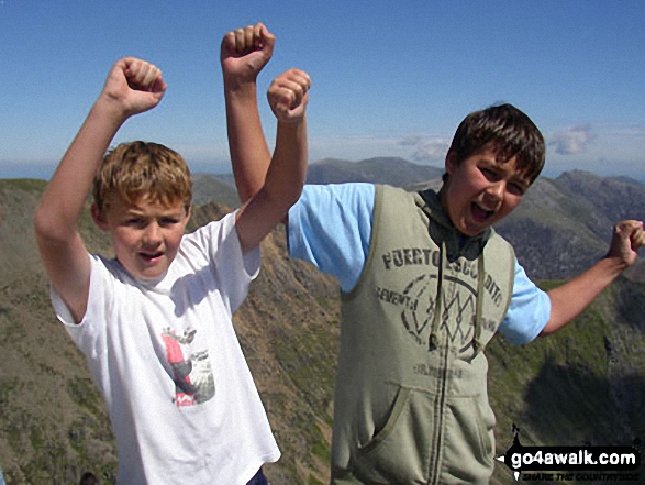 My children Ben (12yrs) and Rob (10yrs) on Snowdon in Snowdonia Gwynedd Wales