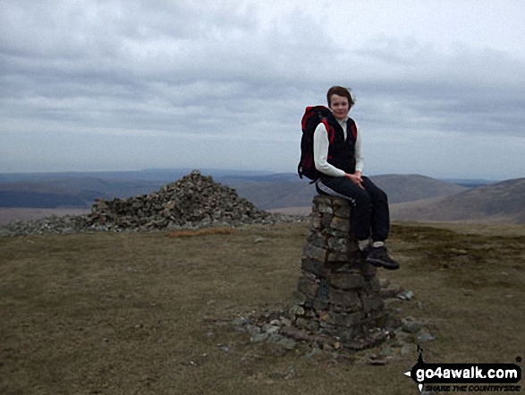 Walk c133 The Netherbeck Round from Greendale - Rachael on the summit of Seatallan