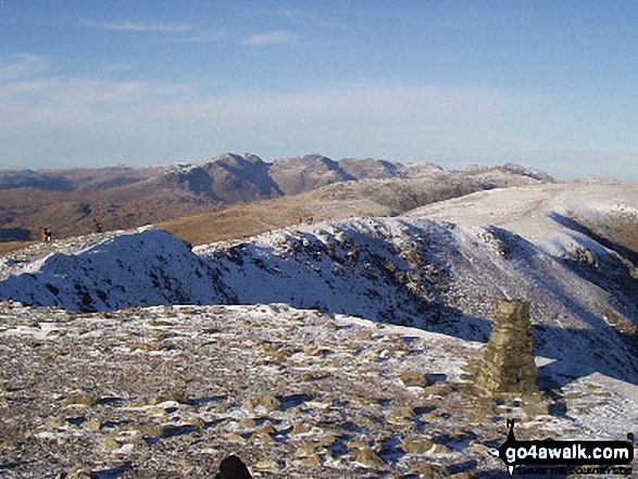 Walk c179 The Seathwaite Round from Seathwaite, Duddon Valley - Snow on The Old Man of Coniston