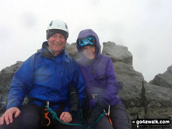 My husband and I at the top of Sgurr Dearg (Inaccessible Pinnacle) - (a.k.a. In Pin) on The Isle of Sky in April of this year ready to abseil off the other side - very scary!!