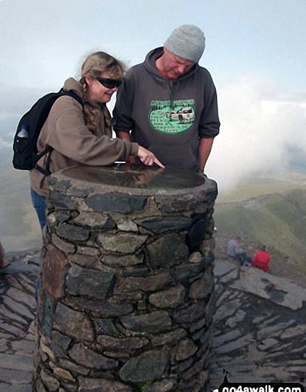 Walk gw117 Snowdon and Yr Aran via The Watkin Path from Bathania, Nantgwynant - My big sister Louise and my brother-in-law Dave at the top of Snowdon last September