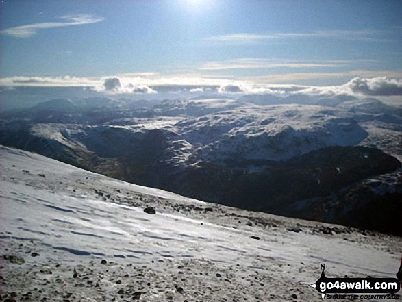 Walk c394 Helvellyn, Catstye Cam and Sheffield Pike from Glenridding - The view from Helvellyn on a cold winters afternoon