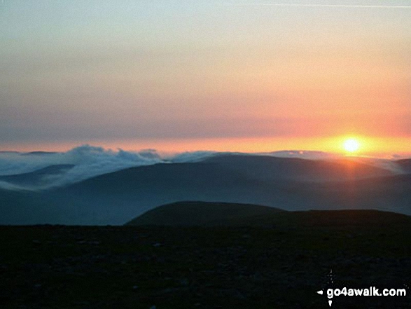 Walk ny101 The Yorkshire Three Peaks from Horton in Ribblesdale - Sunrise (4.50am) from the summit of Ingleborough