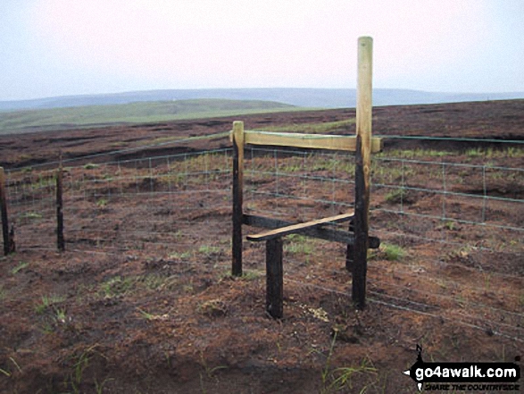 Walk d236 Higher Shelf Stones from Old Glossop - Fire Damaged Stile on Yellowslacks