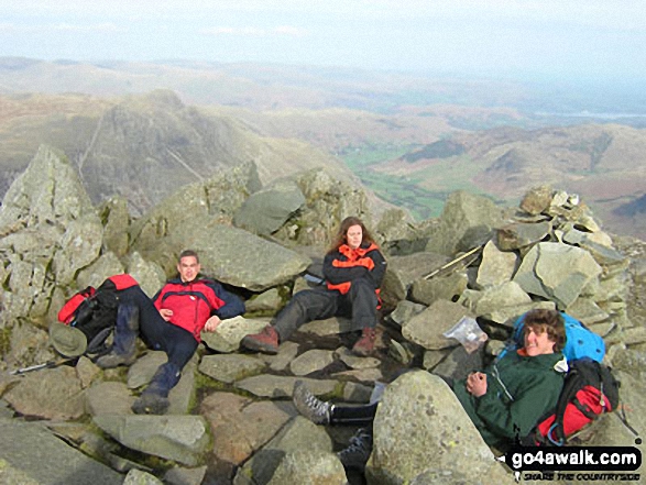 Me and my two hardy walkers on Bow Fell in The Lake District Cumbria England