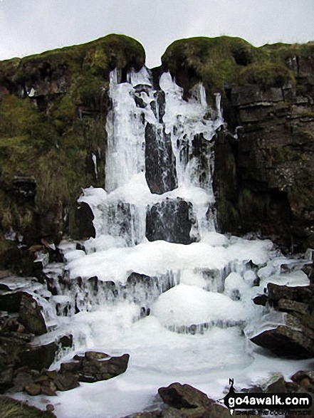 Walk c382 Baugh Fell from Rawthey Bridge - Frozen waterfall at Rawthey Gill Foot, Baugh Fell