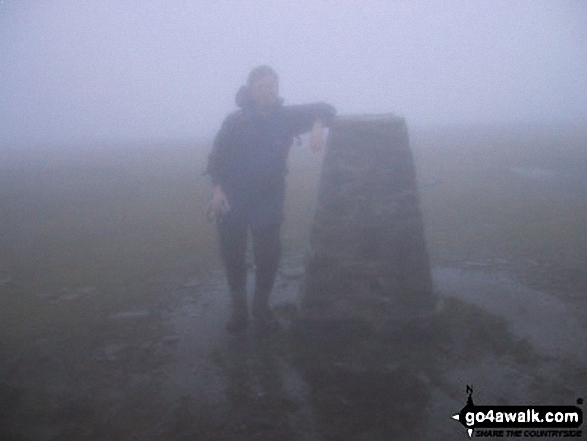 Walk ny191 Ingleborough and Raven Scar from Ingleton - Ingleborough Summit in mist