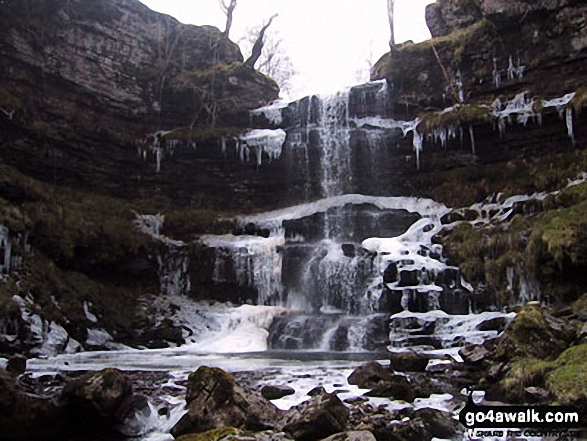 Ice on Rawthey Gill Quarry waterfall 