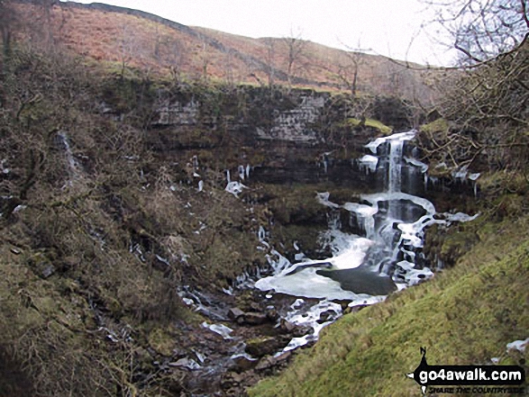 Walk c382 Baugh Fell from Rawthey Bridge - Rawthey Gill Quarry waterfall from above