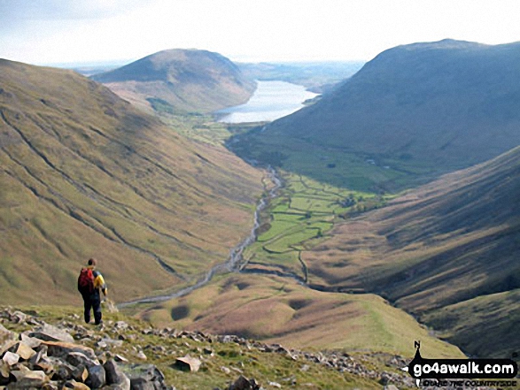 Walk c120 The Ennerdale Horseshoe - Illgill Head (left) Wasdale, Wast Water and Yewbarrow from Westmorland Cairn, Great Gable