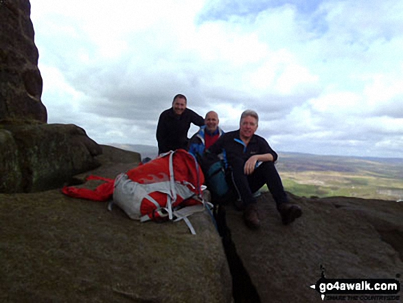 Walk ny121 Simon's Seat from Barden Bridge, Wharfedale - The Three Amigos on top of Simon's Seat