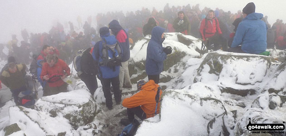 Walk c241 Great Gable and Honister Pass from Seatoller (Borrowdale) - Northern Souls Walking Club at the Remembrance Day service on top of Great Gable