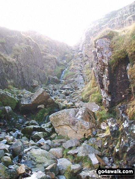 Walk c109 Slight Side and Sca Fell from Wha House Farm, Eskdale - The ascent up to Foxes Tarn (Sca Fell)