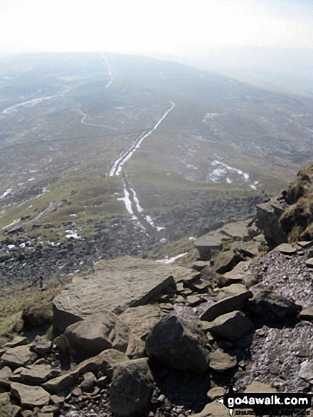 Walk ny112 Pen-y-ghent and Plover Hill from Dale Head - The Pennine Way crossing Gavel Rigg from Pen-y-ghent