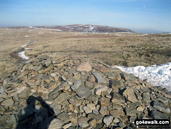 Plover Hill from the large cairn NW of Pen-y-ghent summit Plus my shadow!