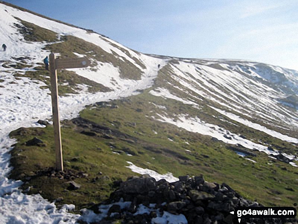 Looking back up to Pen-y-ghent from Pen-y-ghent Side Scar in the snow 