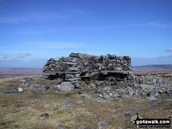 Walk ny149 Great Shunner Fell from Hawes - The cross shaped shelter on the summit of Great Shunner Fell