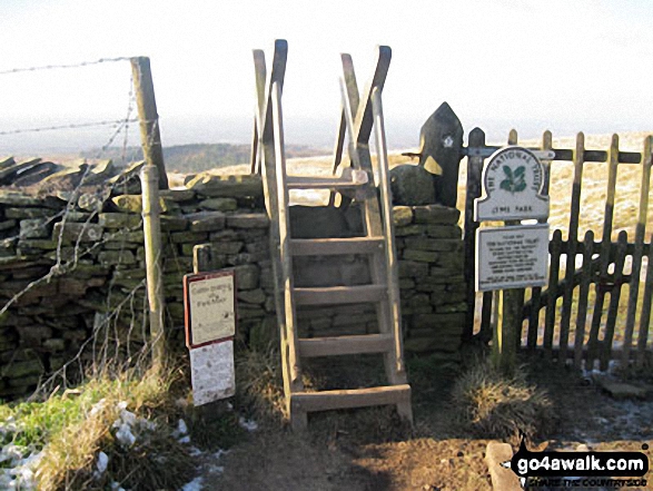 Walk ch310 West Parkgate, Sponds Hill and The Cage from Lyme Park Country Park - Stile into Lyme Park Country Park at Bowstonegate Farm