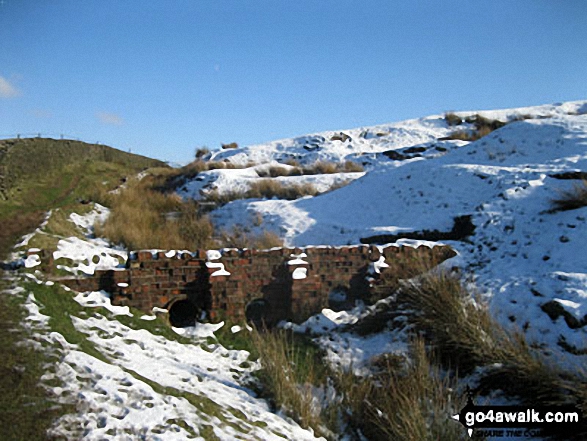 Walk ch207 Sponds Hill and Lyme Park from Higher Poynton - Culvert on Sponds Moor in the snow