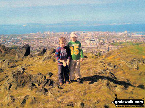 My two sons on the top of Arthur's Seat