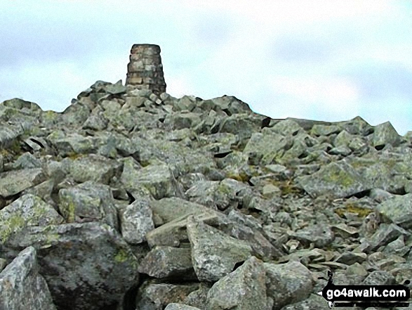 Walk gw183 Bera Bach, Foel Grach and Drum (Carneddau) from Bont Newydd - Foel-fras summit trig point