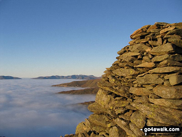 Looking North towards Skiddaw and Blencathra from the summit of Ill Bell across cloud trapped by a temperature inversion