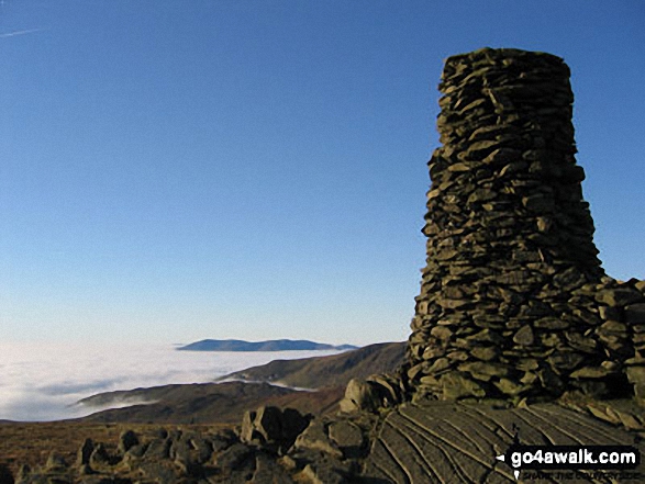 Walk c272 High Street and Angletarn Pikes from Brothers Water - Looking North towards Skiddaw and Blencathra from the summit of Thornthwaite Crag across cloud trapped by a temperature inversion