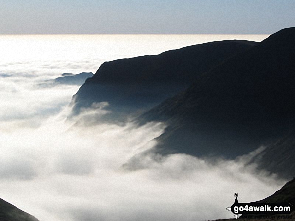 Walk c128 The Hayswater Round from Hartsop - Cloud trapped by a temperature inversion clawing at the eastern slopes of Yoke, Ill Bell and Froswick as seen from Thornthwaite Crag