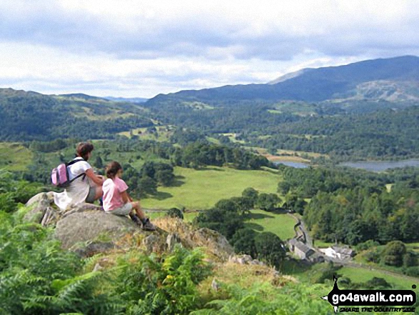 Walk c232 Loughrigg Fell from Ambleside - Towards Elterwater from (partway up) Loughrigg Fell