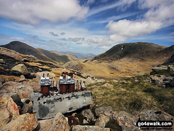 Walk c453 The Scafell Mountains from Wasdale Head, Wast Water - Airplane wreckage below Broad Crag buttress, just off the corridor route to Scafell Pike