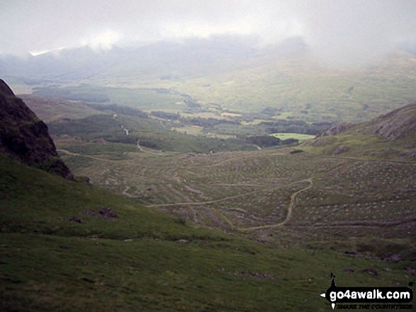 Walk gw192 Moel Hebog from Beddgelert - Nant Colwyn from the bwlch between Moel yr Ogof and Moel Lefn