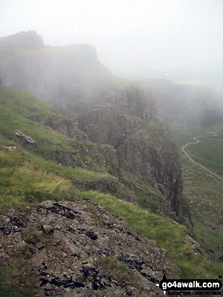 Approaching Moel Lefn in mist