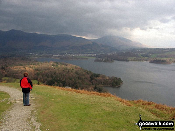 Wonderful view over Derwent Water from Cat Bells (Catbells) and the walk across the top of the fell