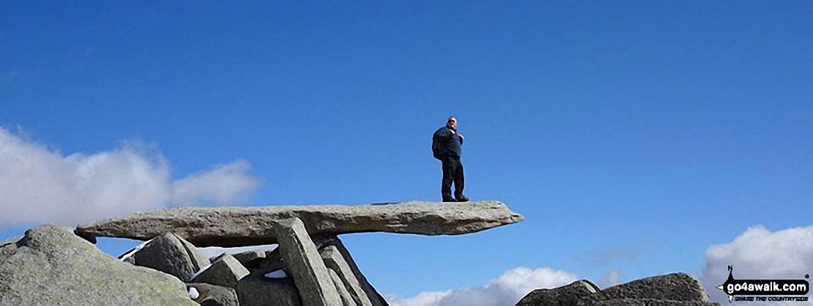 Walk gw102 The Welsh 3000's (Glyderau) from Llanberis - On the cantilever stone on Glyder Fach last sunday